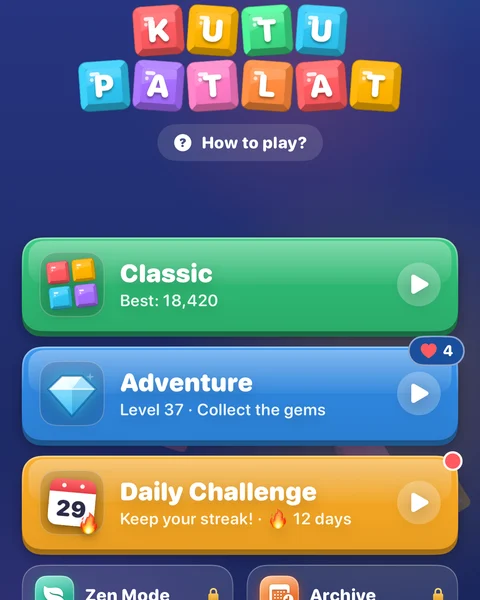 Kutu Patlat main menu